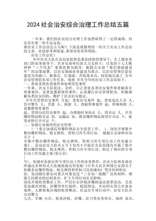 2024社会治安综合治理工作总结五篇