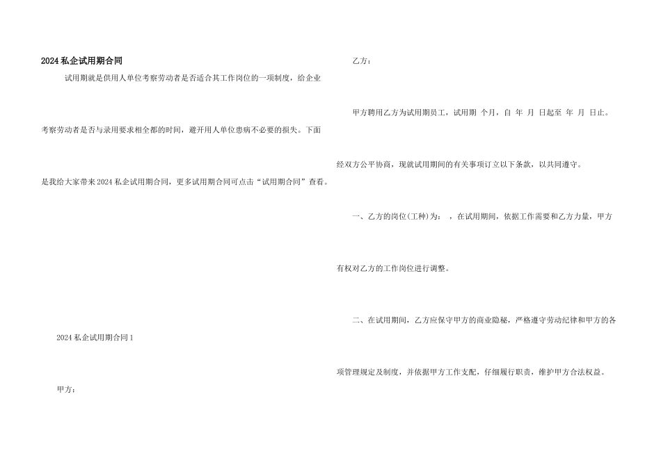 2024私企试用期合同_第1页