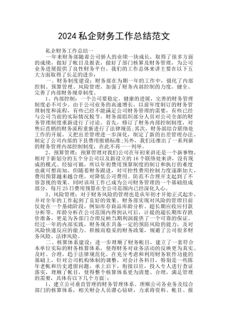 2024私企财务工作总结范文