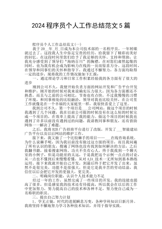 2024程序员个人工作总结范文5篇