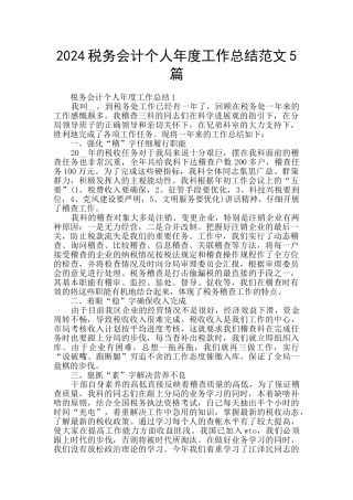 2024税务会计个人年度工作总结范文5篇