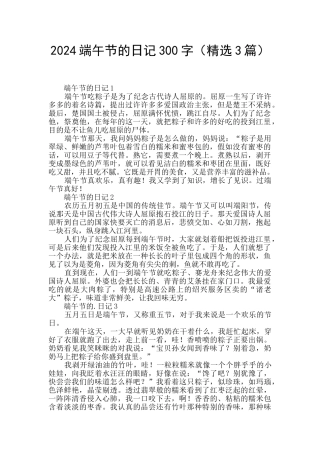 2024端午节的日记300字