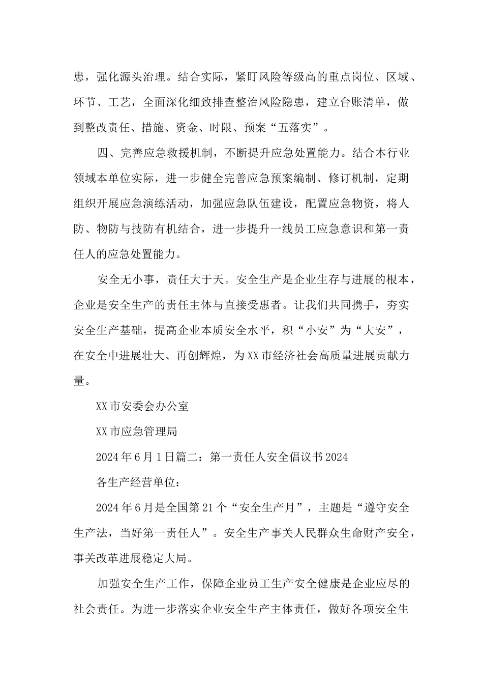 2024第一责任人安全倡议书模板_第2页