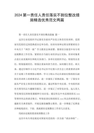 2024第一责任人责任落实不到位整改措施精选优秀范文两篇