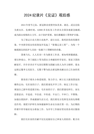2024纪录片《见证》观后感