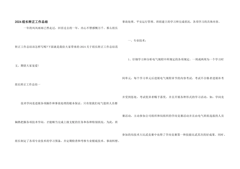 2024组长转正工作总结_第1页