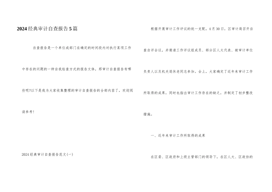2024经典审计自查报告5篇_第1页