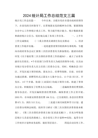 2024统计局工作总结范文三篇