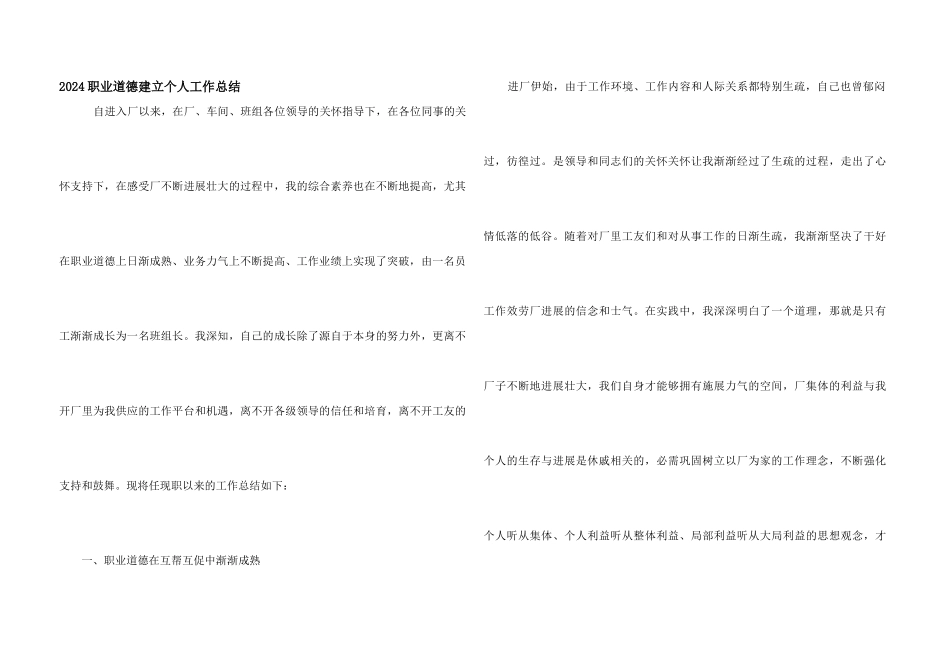 2024职业道德建设个人工作总结_第1页