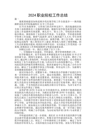 2024职业院校工作总结