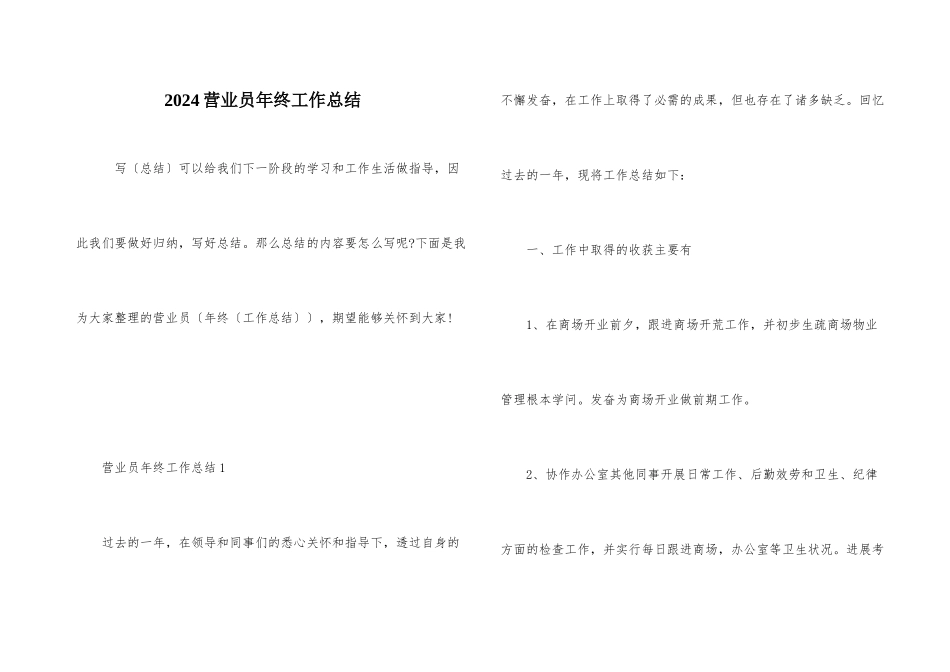 2024营业员年终工作总结_第1页