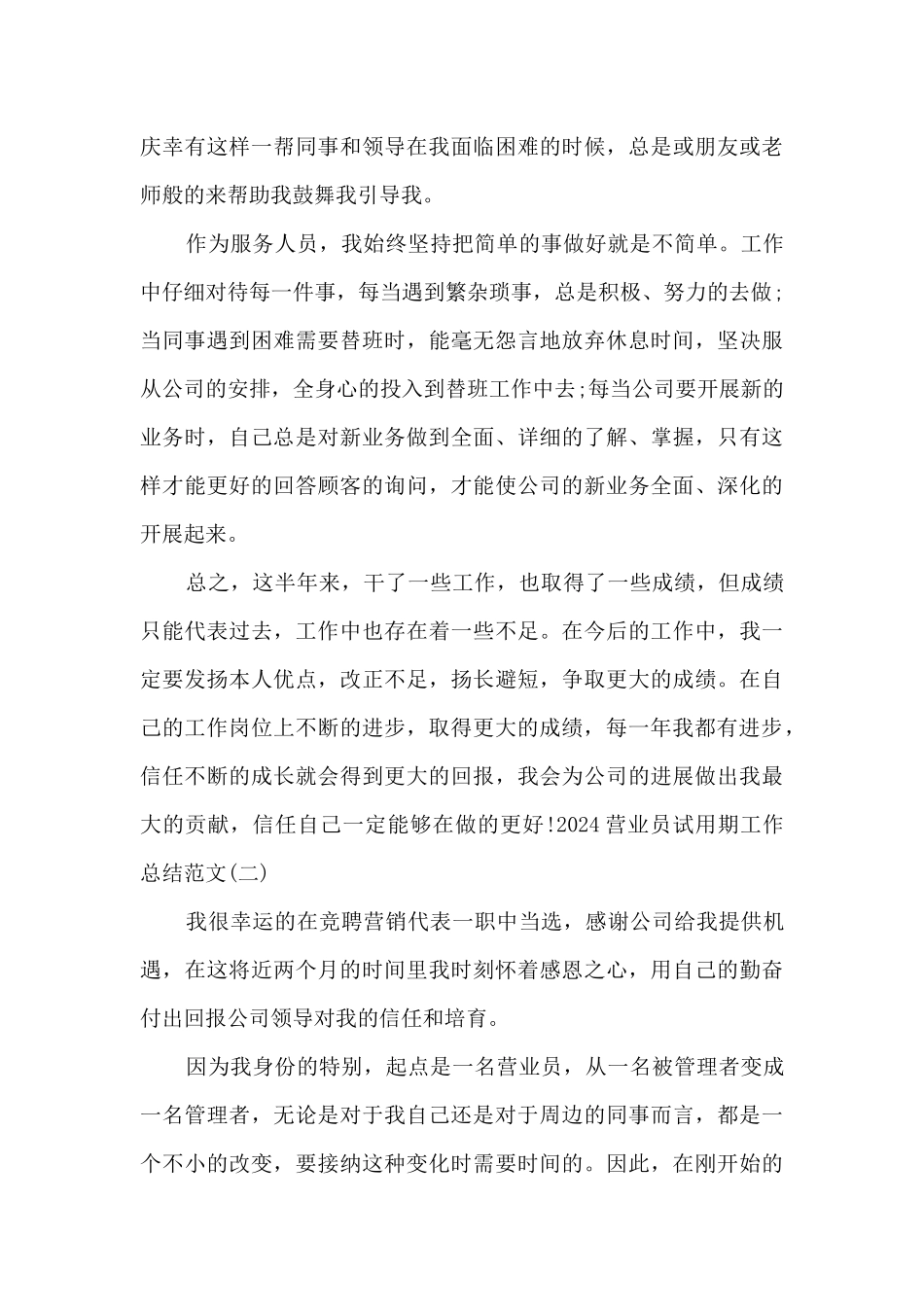 2024营业员试用期工作总结_第3页