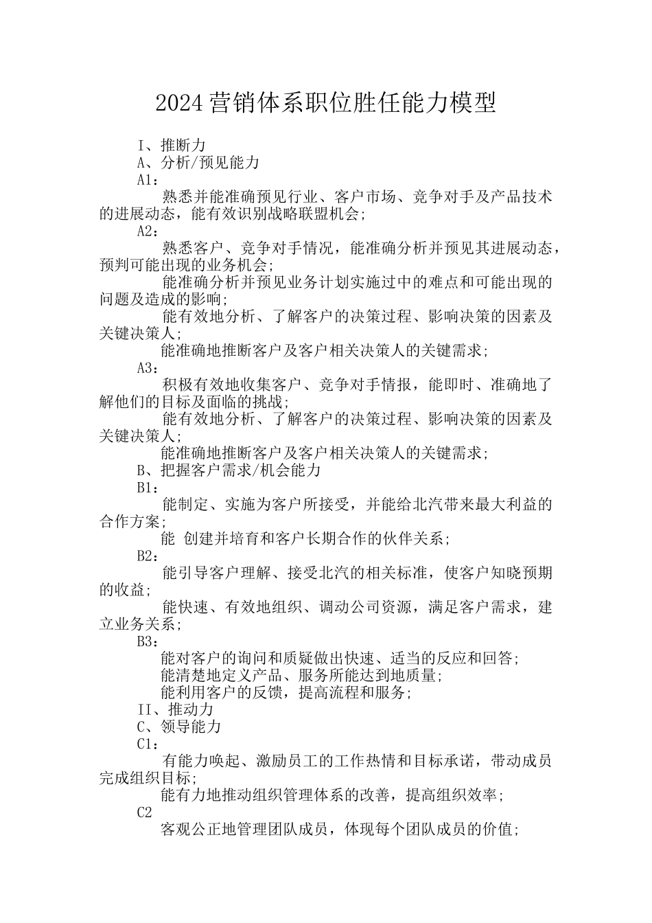 2024营销体系职位胜任能力模型_第1页