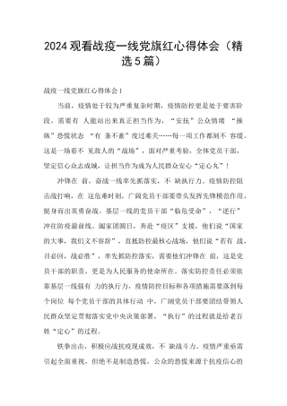 2024观看战疫一线党旗红心得体会