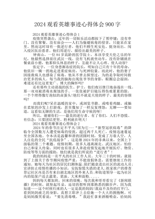 2024观看英雄事迹心得体会900字