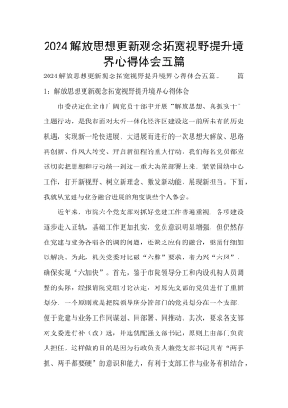 2024解放思想更新观念拓宽视野提升境界心得体会五篇