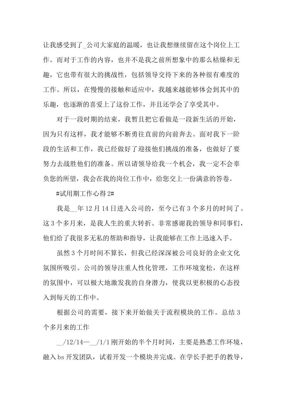 2024试用期个人工作心得范文大全_第2页