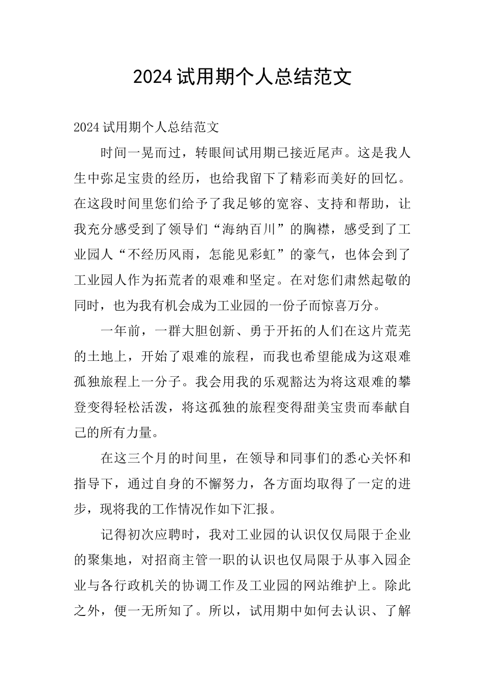2024试用期个人总结范文_第1页