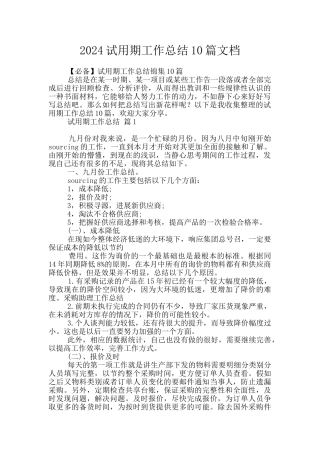 2024试用期工作总结10篇文档
