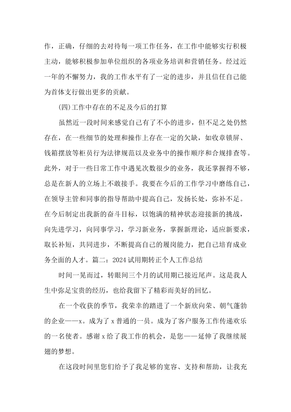 2024试用期转正个人工作总结多篇_第3页