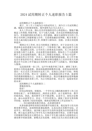 2024试用期转正个人述职报告5篇