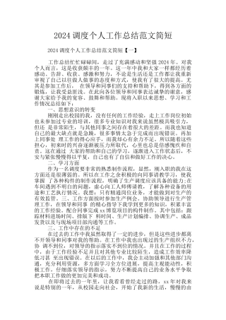 2024调度个人工作总结范文简短