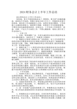 2024财务会计上半年工作总结