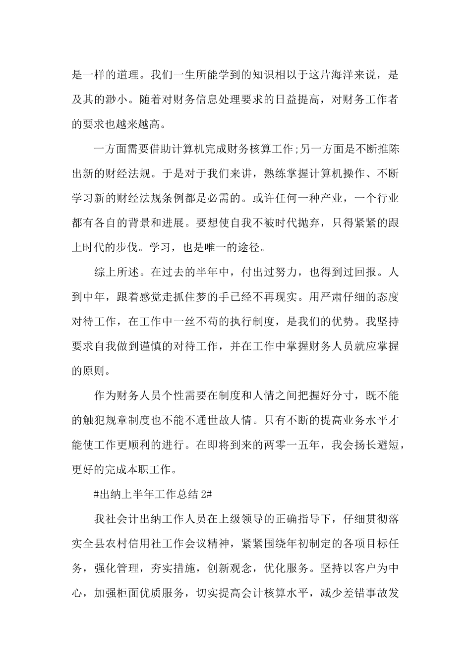 2024财务出纳上半年工作总结_第2页