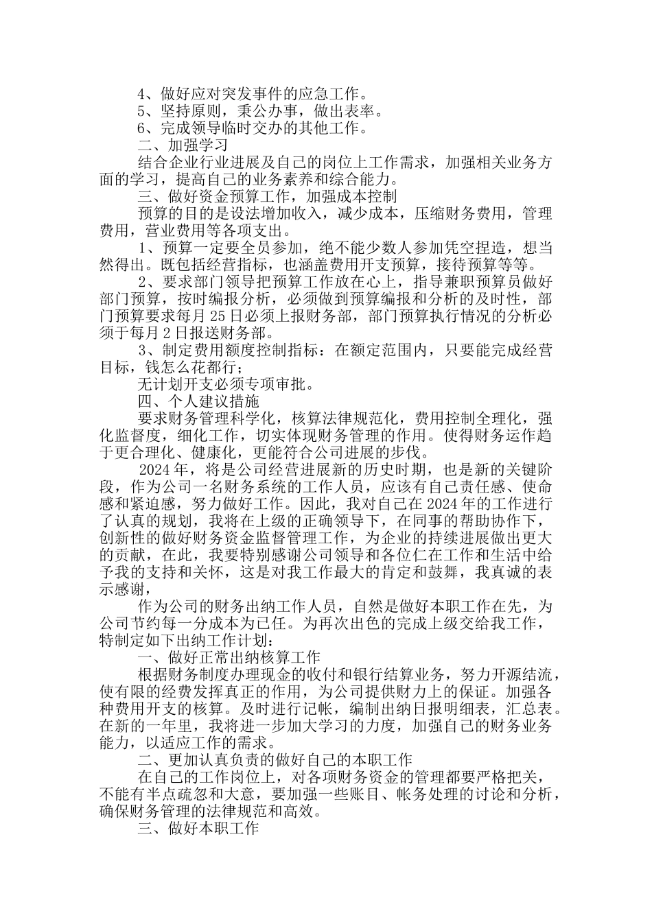 2024财务出纳工作计划例文_第3页