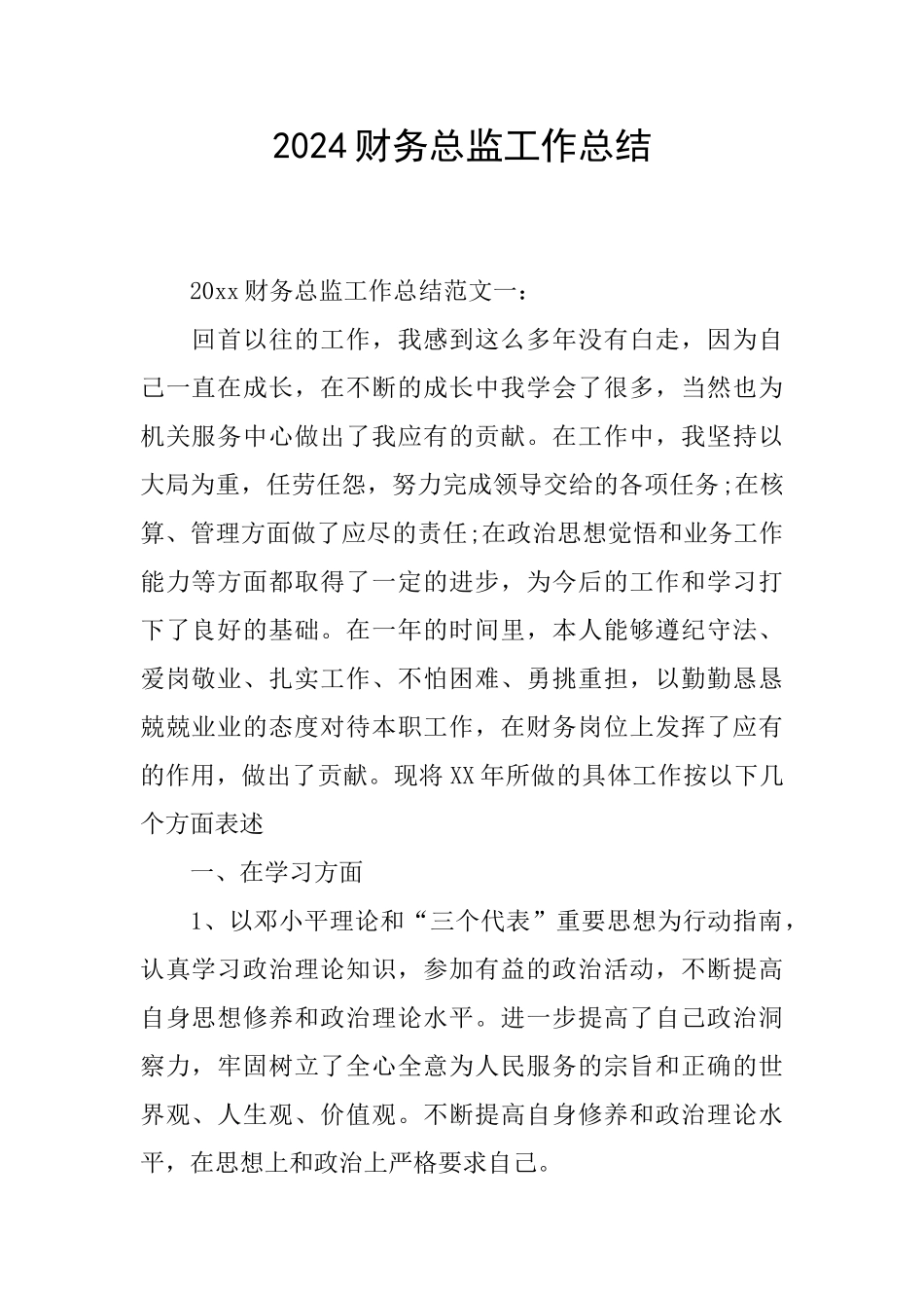 2024财务总监工作总结_第1页