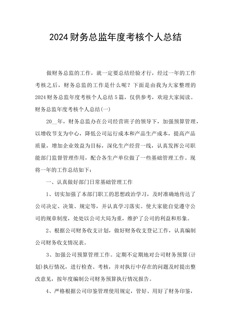 2024财务总监年度考核个人总结_第1页