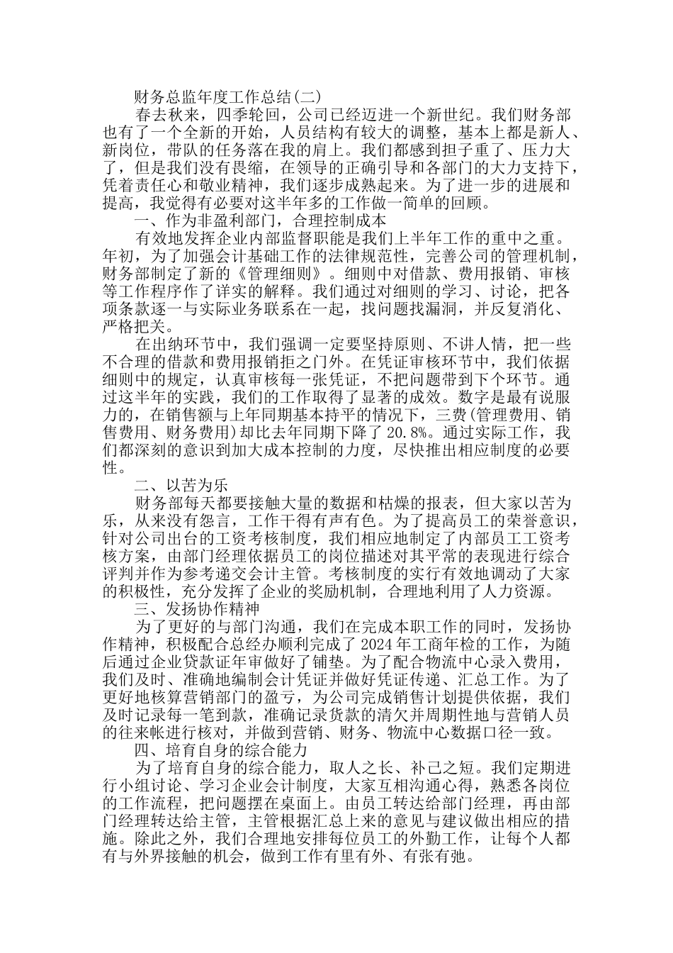 2024财务总监年度工作总结范文5篇_第2页