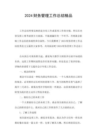 2024财务管理工作总结精品