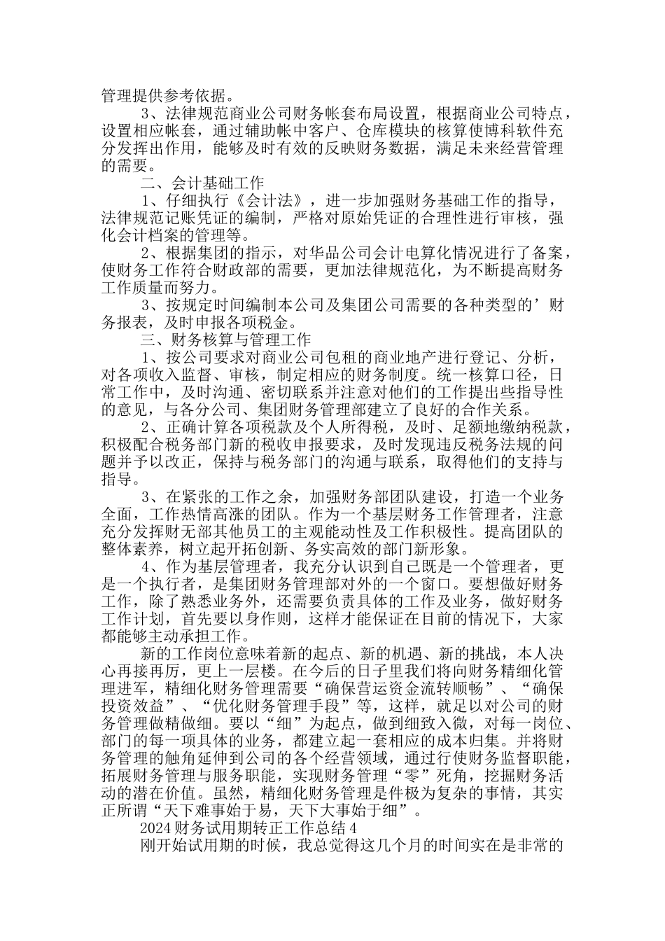 2024财务试用期转正工作总结_第3页