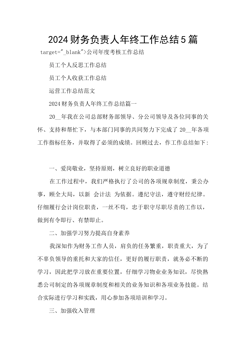 2024财务负责人年终工作总结5篇_第1页