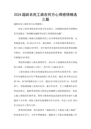 2024超龄农民工路在何方心得感悟精选三篇