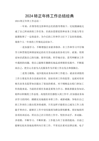 2024转正年终工作总结经典
