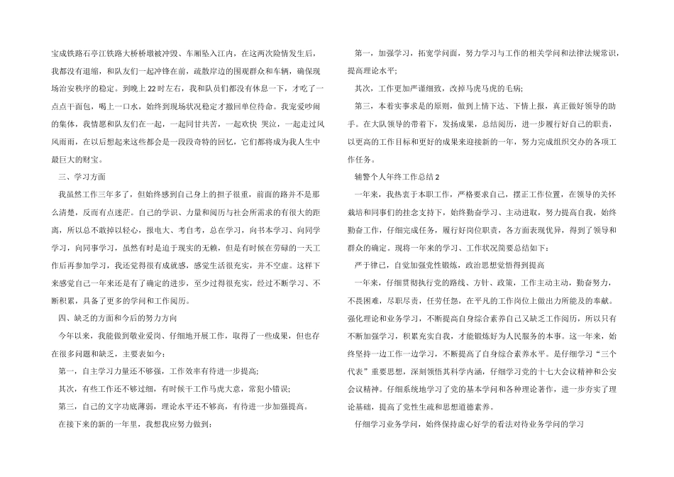 2024辅警个人年终工作总结_第2页