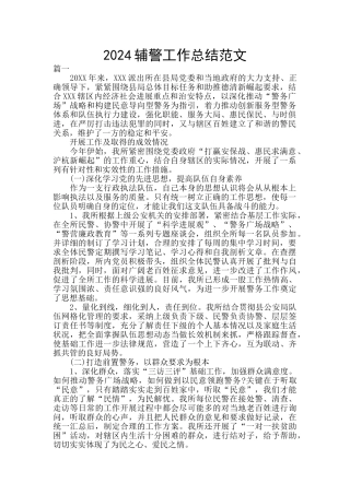 2024辅警工作总结范文