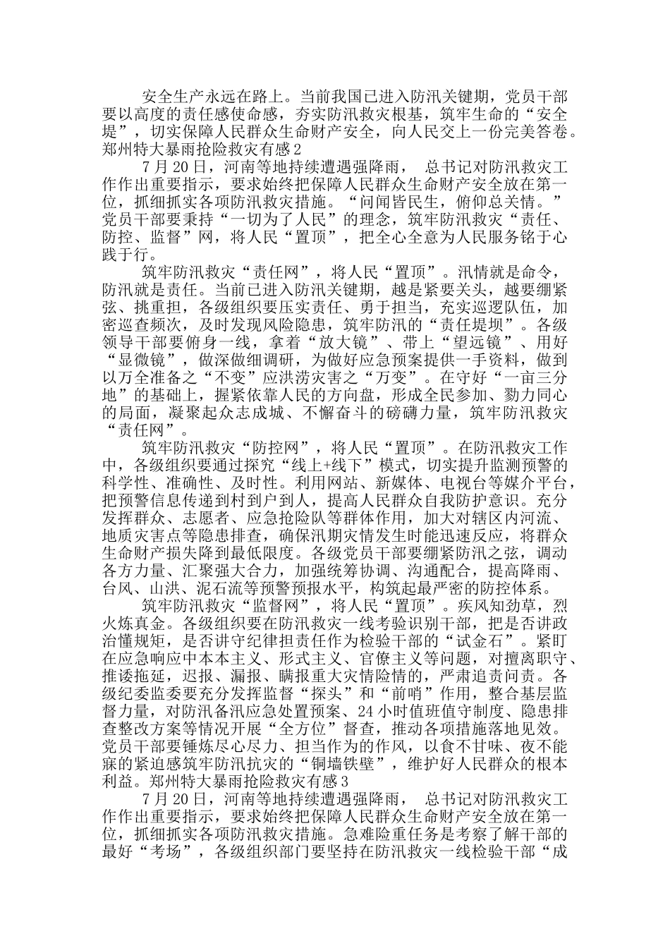 2024郑州特大暴雨抢险救灾心得体会_第2页