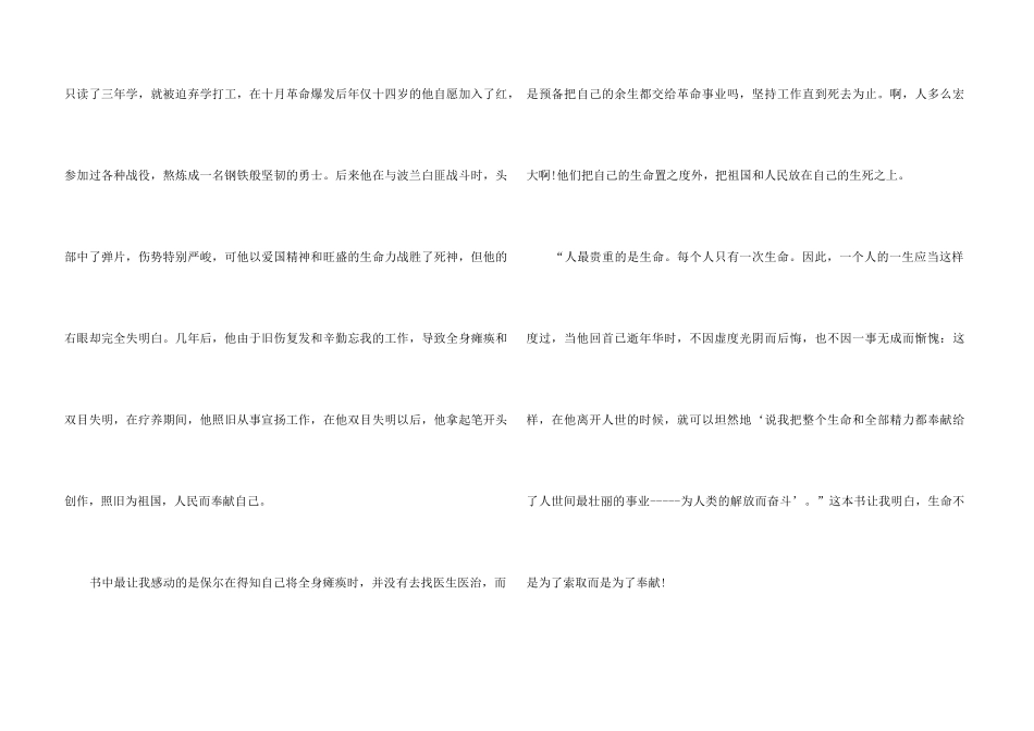 2024钢铁是怎样炼成的小学生读后感_第3页