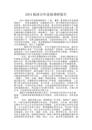 2024银政合作发展调研报告