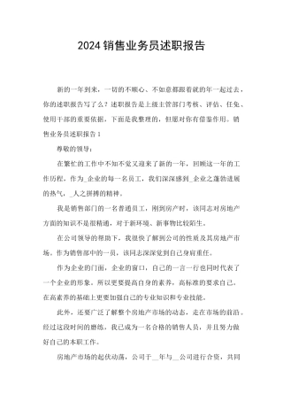 2024销售业务员述职报告