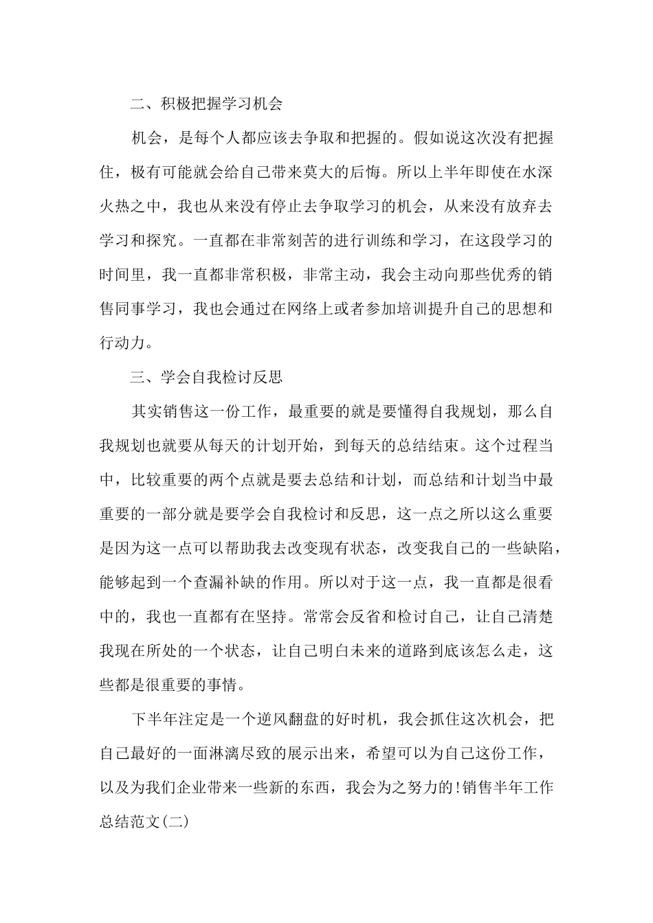 2024销售半年工作总结多篇_第2页
