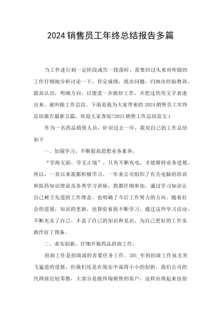 2024销售员工年终总结报告多篇