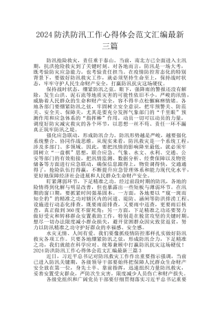2024防洪防汛工作心得体会范文汇编最新三篇