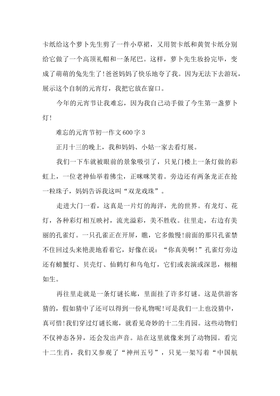 2024难忘的元宵节初一优秀作文600字7篇_第3页