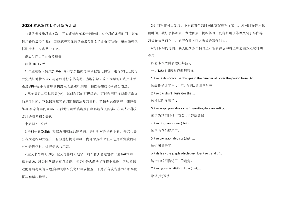 2024雅思写作1个月备考计划_第1页
