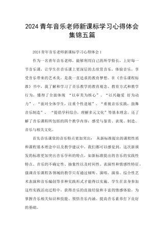2024青年音乐教师新课标学习心得体会集锦五篇