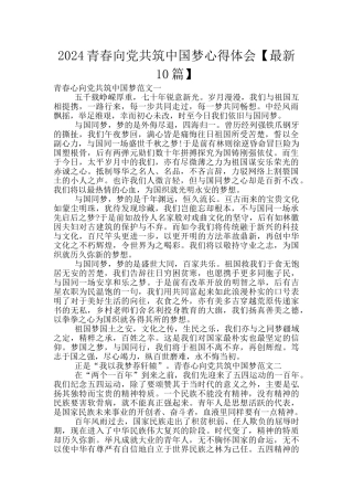 2024青春向党共筑中国梦心得体会